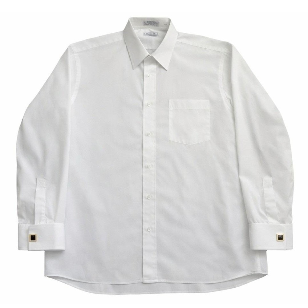 Vintage 80s Christian Dior Dress Shirt Men 16.5-35 White French Cuff Made in USA